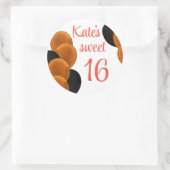 Sticker Rond Sweet 16 Orange Noir Simple (Sac)