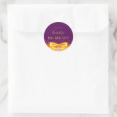 Sticker Rond Sweet 16 partie violet or arc enregistrer la date (Sac)
