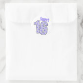 Sticker Rond Sweet 16 (Points Et Étoiles Violets) (Sac)