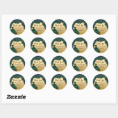 Sticker Rond Sweet 16 robe d'or vert Merci (Feuille)