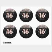 Sticker Rond Sweet 16 Rose Gold rose Parties scintillant style  (Feuille)
