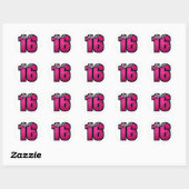 Sticker Rond Sweet 16 seize rose parties scintillant fille anni (Feuille)