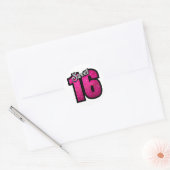 Sticker Rond Sweet 16 seize rose parties scintillant fille anni (Enveloppe)