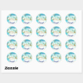 Sticker Rond Sweet 16 Turquoise Aquarelle Or Script Anniversair (Feuille)