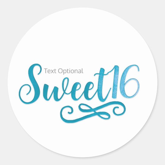 Sticker Rond Sweet 16 Turquoise & blanc fête d'anniversaire Fav (Devant)