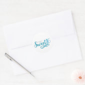 Sticker Rond Sweet 16 Turquoise & blanc fête d'anniversaire Fav (Enveloppe)