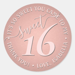 Sticker Rond Sweet 16e anniversaire Merci de fête Chic mignon r