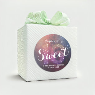Sticker Rond Sweet 16e anniversaire Merci étoiles Constellation