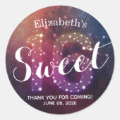 Sticker Rond Sweet 16e anniversaire Merci étoiles Constellation (Devant)