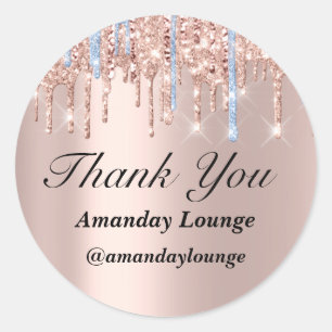 Sticker Rond Sweet 16e Mariage Fête des mariées Merci Rose bleu