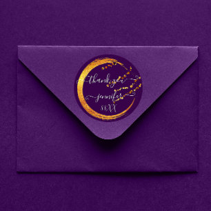 Sticker Rond Sweet 16e Merci Date Mariale Purple Miel Or