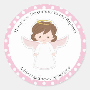 Sticker Rond Sweet Angel Baptême Premier Parti Communion Favor