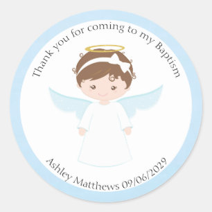 Sticker Rond Sweet Angel Baptême Premier Parti Communion Favori