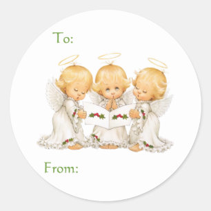 Sticker Rond Sweet Angels Cadeau de Noël