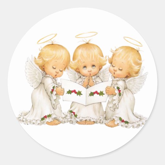 Sticker Rond Sweet Angels Carols de Noël (Devant)