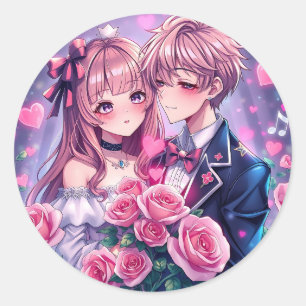 Sticker Rond Sweet Anime Saint Valentin