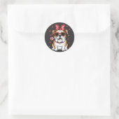 Sticker Rond Sweet Bulldog avec Lollipop Saint-Valentin. (Sac)