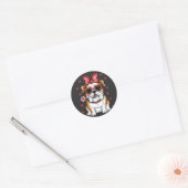 Sticker Rond Sweet Bulldog avec Lollipop Saint-Valentin. (Enveloppe)
