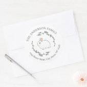 Sticker Rond Sweet Bunny Simple Wreath Adresse de retour de Pâq (Enveloppe)