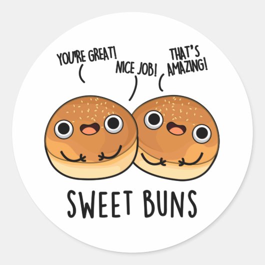 Sticker Rond Sweet Buns Funny Baking Pun (Devant)