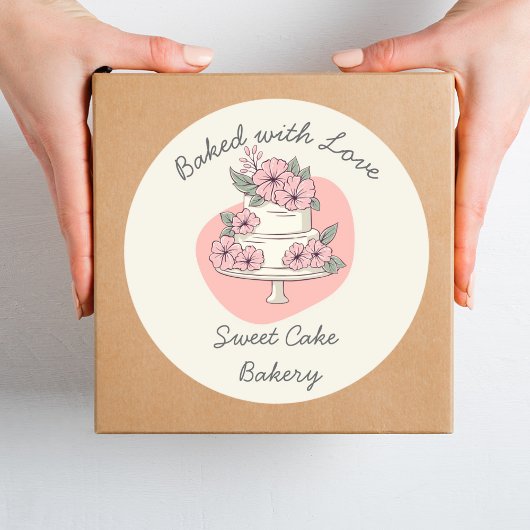 Sticker Rond Sweet Cake Bakery Baked with love