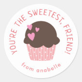Sticker Rond Sweet Cupcake Kids Classe Saint Valentin (Devant)
