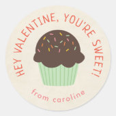 Sticker Rond Sweet Cupcake Kids Classe Saint Valentin (Devant)