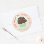 Sticker Rond Sweet Cupcake Kids Classe Saint Valentin (Enveloppe)