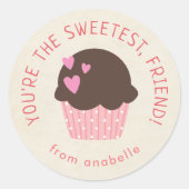 Sticker Rond Sweet Cupcake Kids Classe Saint Valentin (Devant)