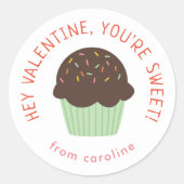 Sticker Rond Sweet Cupcake Kids Classe Saint Valentin (Devant)