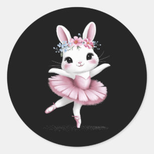 Sticker Rond Sweet Dancing Ballerina Bunny Ballet Rabbit Girl E
