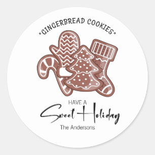 Sticker Rond Sweet Holiday Gingerbread Holiday
