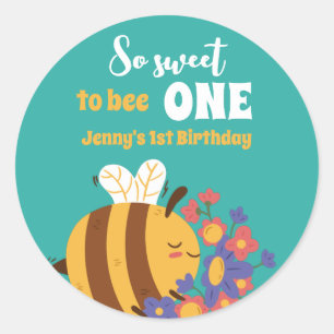 Sticker Rond Sweet Honey Bee Un An Enfants Première fête d'anni