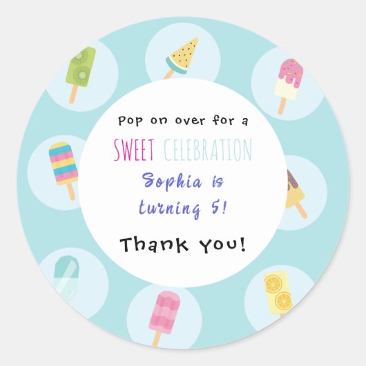 Sticker Rond Sweet Ice Cream Birthday (Devant)