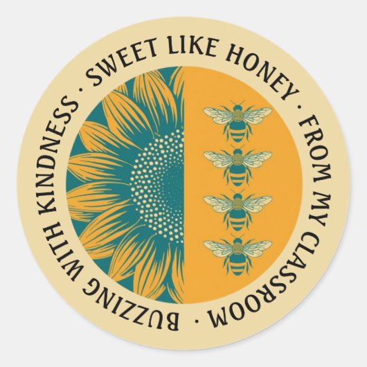 Sticker Rond Sweet Like Honey Sunflower Bee Enseignant (Devant)