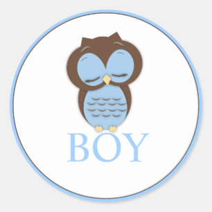 Sticker Rond Sweet Little Boy Owl Equipe de Révélation de genre