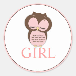 Sticker Rond Sweet Little Girl Owl Equipe de Révélation de genr
