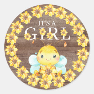Sticker Rond Sweet Little Honey Bee It'a Girl Favor Classic R