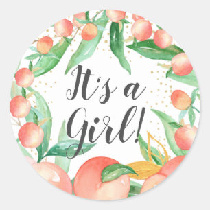 Sticker Rond Sweet Little Peach It's a Girl Favker
