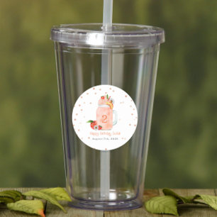 Sticker Rond Sweet Little Peach Smoothie 2e fête d'anniversaire