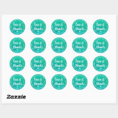 Sticker Rond Sweet Love & Merci Script Blue Green Aquarelle (Feuille)