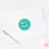 Sticker Rond Sweet Love & Merci Script Blue Green Aquarelle (Enveloppe)