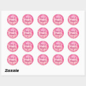 Sticker Rond Sweet Love & Merci Script Magenta Pink Aquarelle (Feuille)
