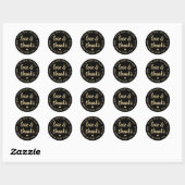 Sticker Rond Sweet Love & Thanks Black & Gold Simple Script (Feuille)