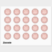 Sticker Rond Sweet Love & Thanks Rose Gold Faux Foil (Feuille)