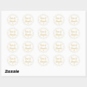 Sticker Rond Sweet Love & Thanks White & Gold Simple Script (Feuille)
