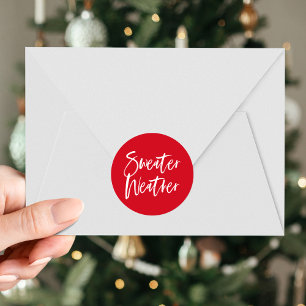 Sticker Rond Sweet moderne Météo Script Red Holiday