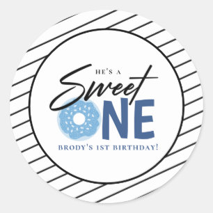 Sticker Rond Sweet One Blue Doughnut 1er anniversaire