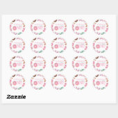 Sticker Rond Sweet One Donut Rose 1er fête d'anniversaire (Feuille)