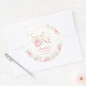 Sticker Rond Sweet One Rose Gold Donuts Anniversaire (Enveloppe)